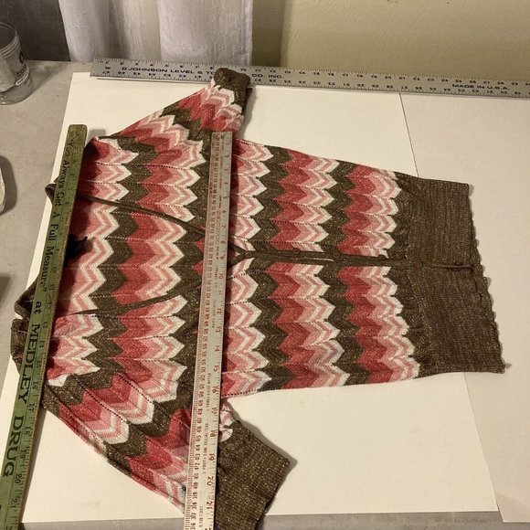 Style & Co Form Fitting Womens Pink and Gold Cardigan Sweater Top - Picture 7 of 8